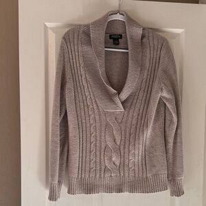 Eddie Bauer Taupe Cowl Neck Sweater